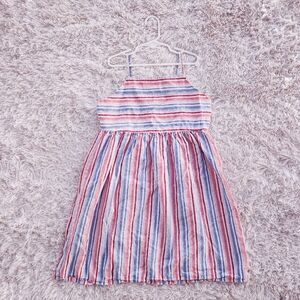 Oshkosh Girls Striped Linen Cotton‎ Blend Sleeveless Dress